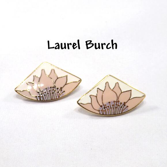 Vintage Laurel Burch Pink Flower Post Earrings, Pink & Gold Sunflowers - Picture 1 of 10